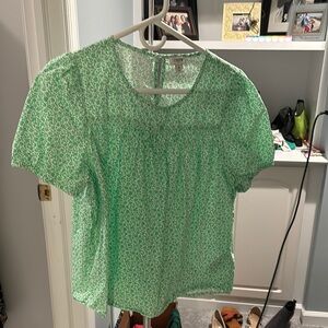 Green Floral Women's Top